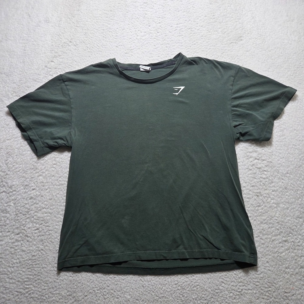 Gymshark Mens Green Short Sleeve Athletic T‎ Shirt Logo Gym Size Large